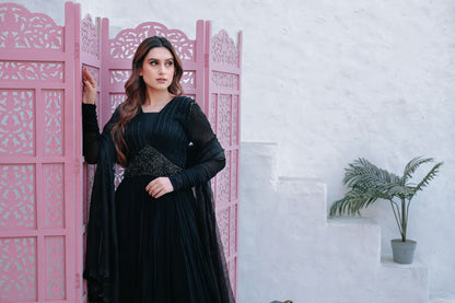 Black Anarkali With Dupatta