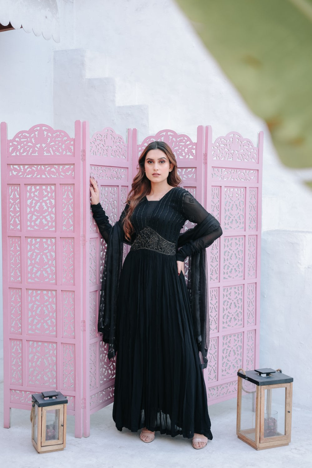 Black Anarkali With Dupatta