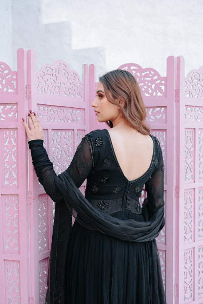 Black Anarkali With Dupatta