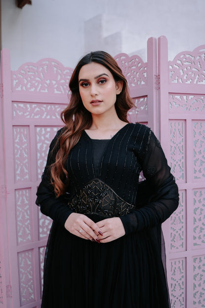 Black Anarkali With Dupatta