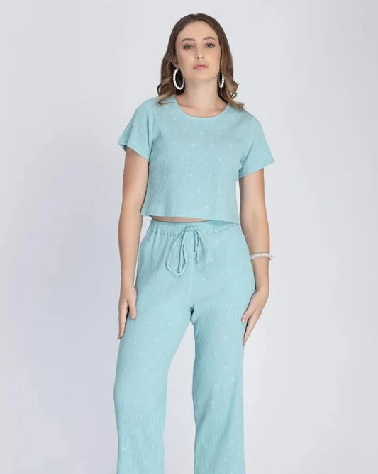 Crinkle Crepe Crep Top - Pant (Green)