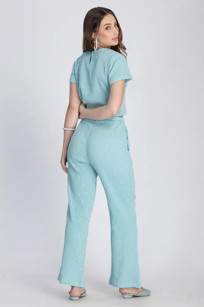 Crinkle Crepe Crep Top - Pant (Green)