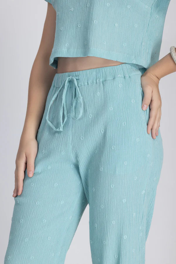 Crinkle Crepe Crep Top - Pant (Green)