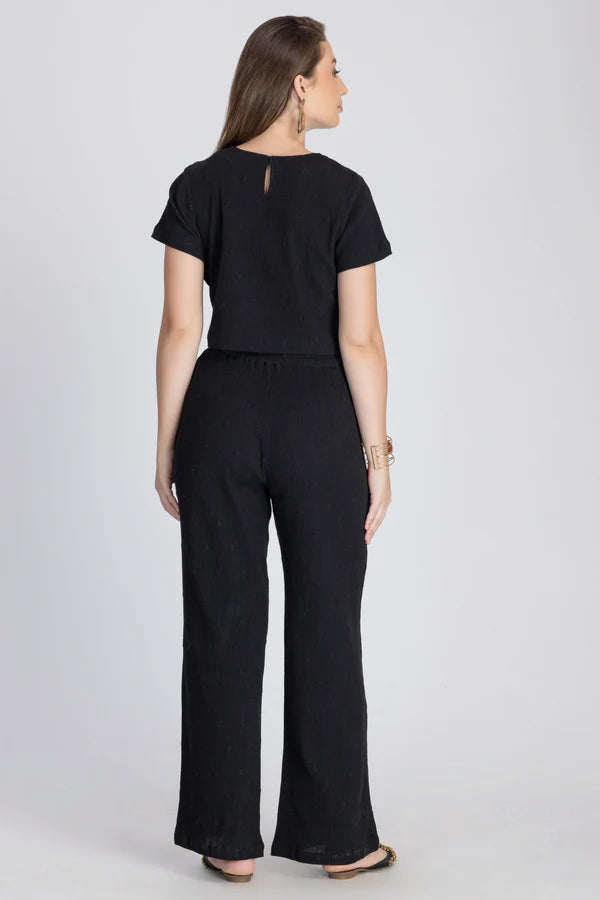 Crinkle Crepe Crep Top - Pant (Black)