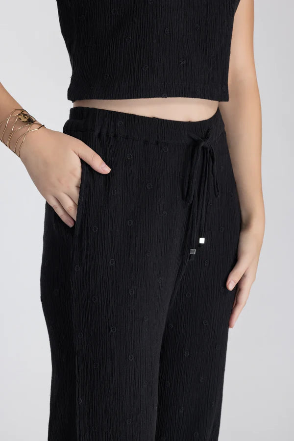 Crinkle Crepe Crep Top - Pant (Black)