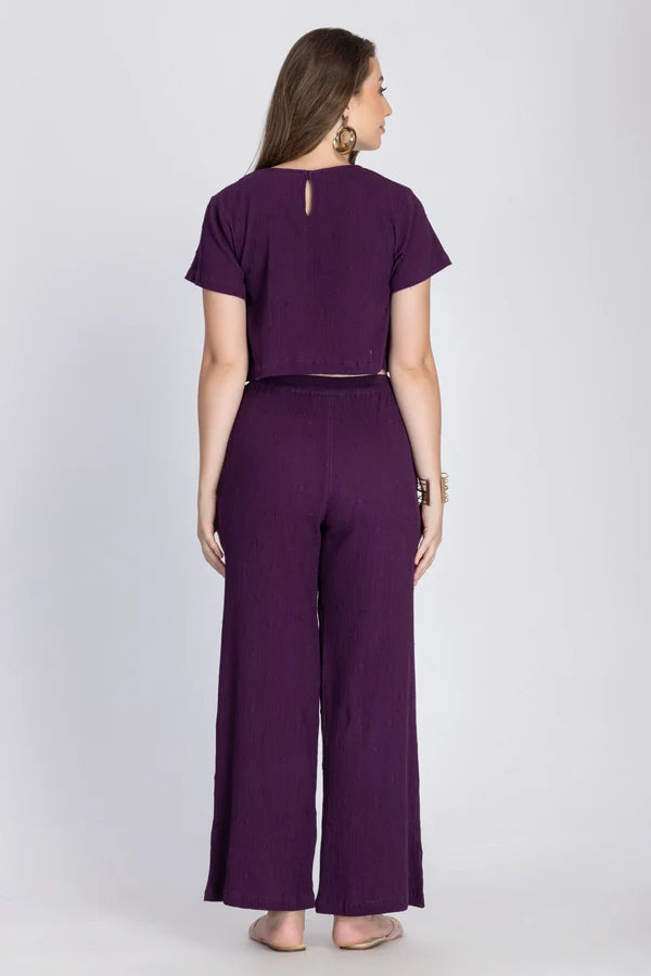 Crinkle Crepe Crep Top - Pant (Purple)