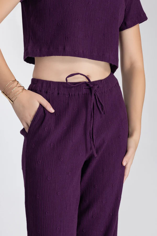 Crinkle Crepe Crep Top - Pant (Purple)