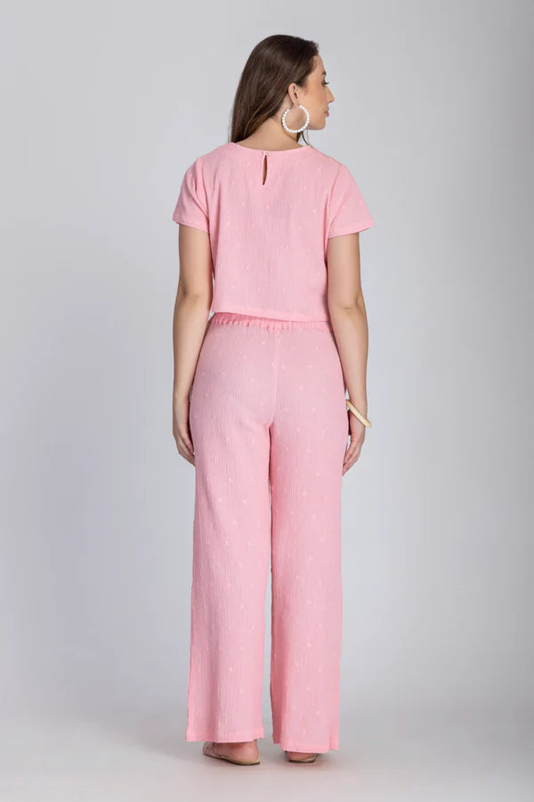 Crinkle Crepe Crep Top - Pant (Baby Pink)