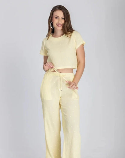 Crinkle Crepe Crep Top - Pant (Lemon Yellow)