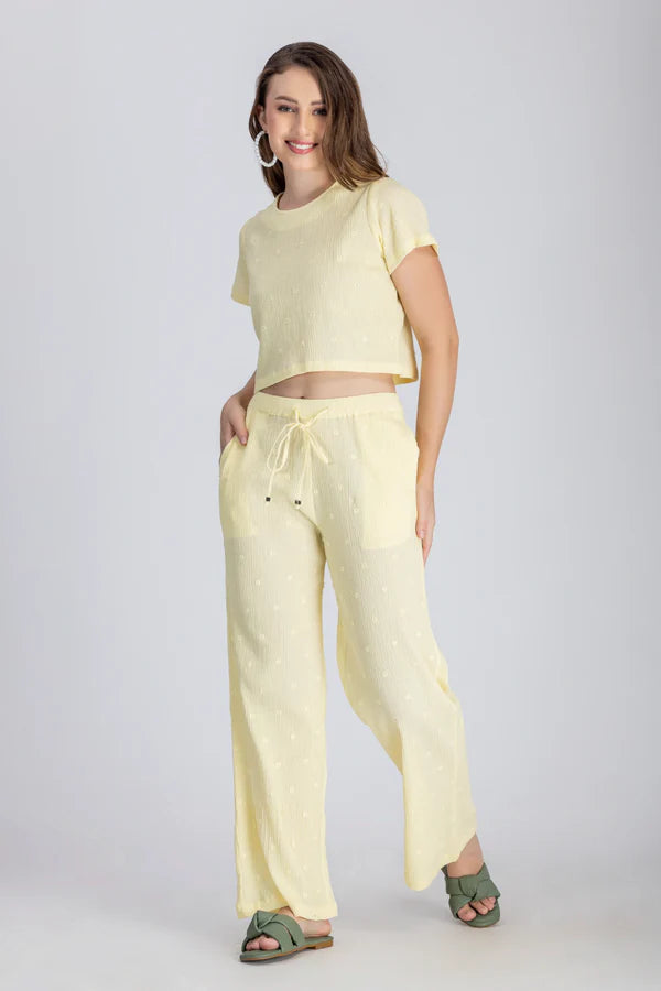 Crinkle Crepe Crep Top - Pant (Lemon Yellow)