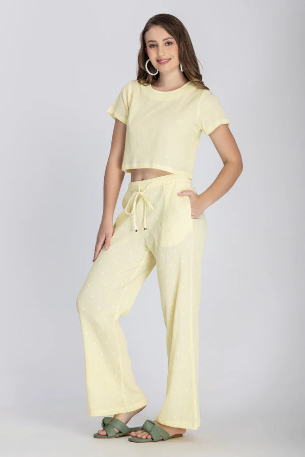 Crinkle Crepe Crep Top - Pant (Lemon Yellow)