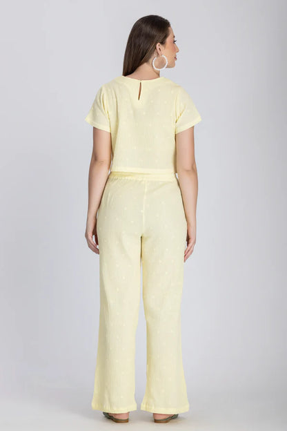 Crinkle Crepe Crep Top - Pant (Lemon Yellow)