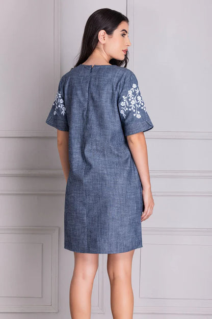 Denim Embroidery Dress