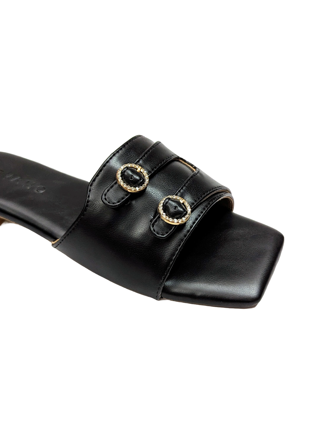 Double Buckle Slip-On Flats Black