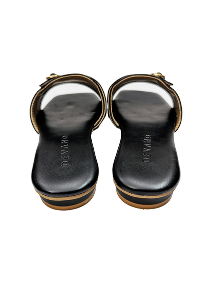Double Buckle Slip-On Flats Black