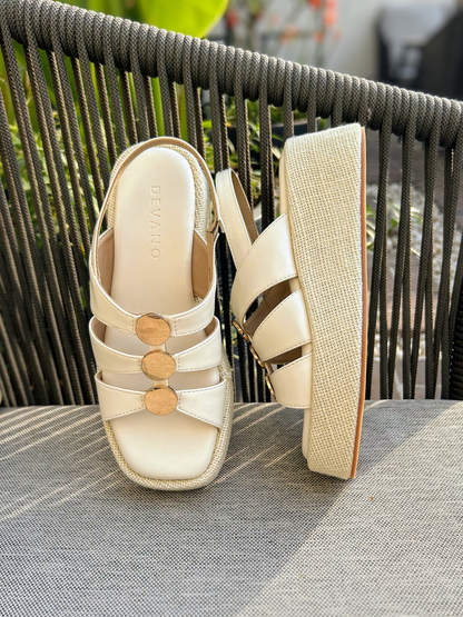 Studded Wedge Sandal White