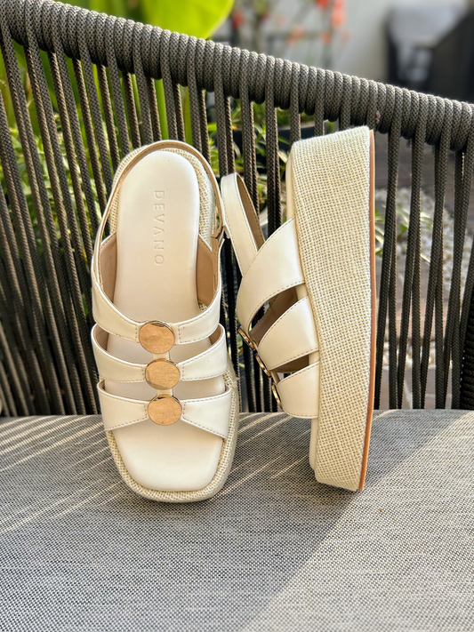 Studded Wedge Sandal White