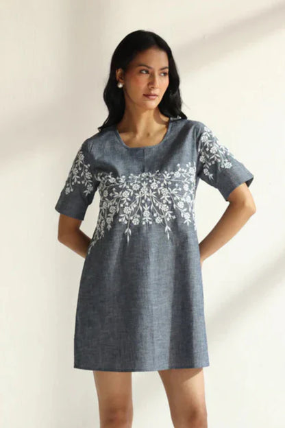 Denim Embroidery Dress