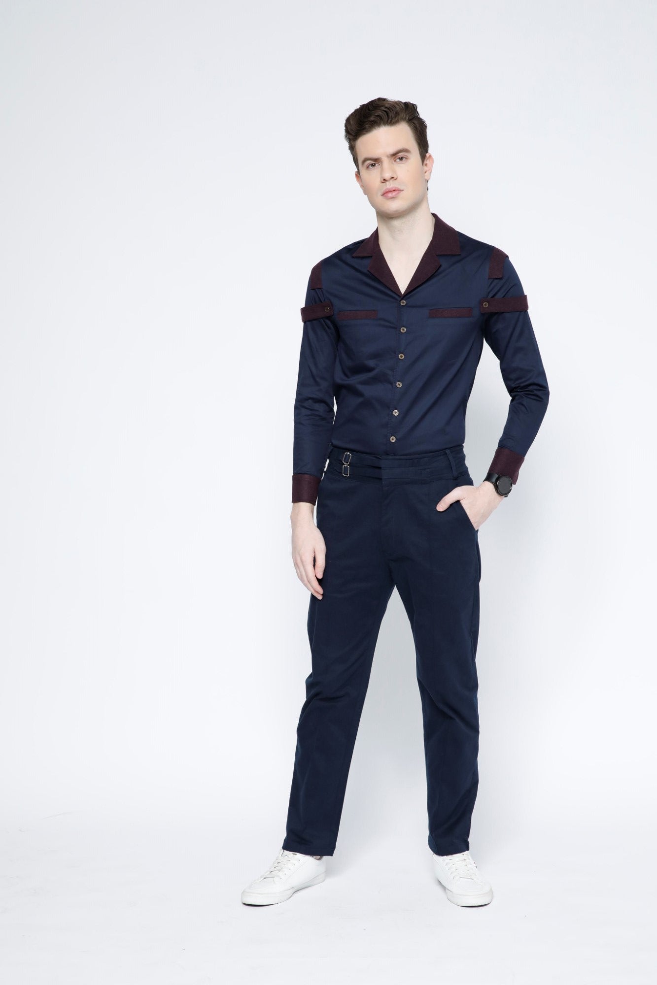 Double Belted Loop Straight-Leg Trouser