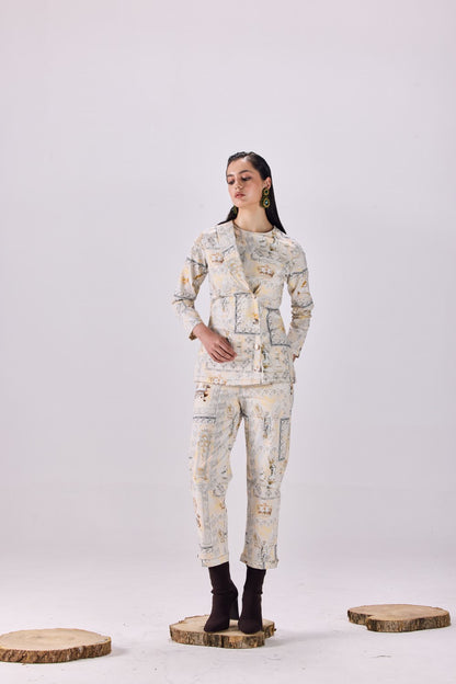 Renaissance King Print Coat and Pant Co-ord Set