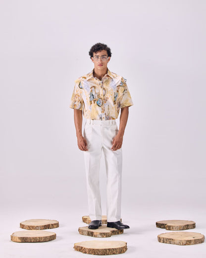 Structured Button-Up Kingdom Of Egypt Print Party Shirt