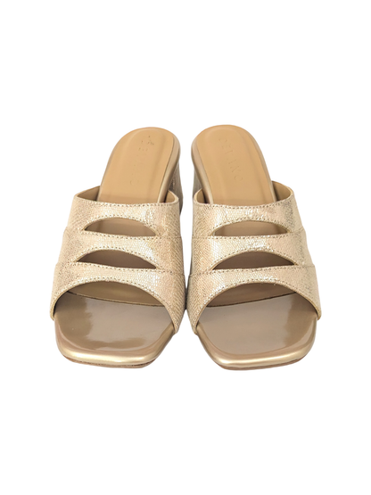 Champagne Gold Cutout Slip-On Block Heels