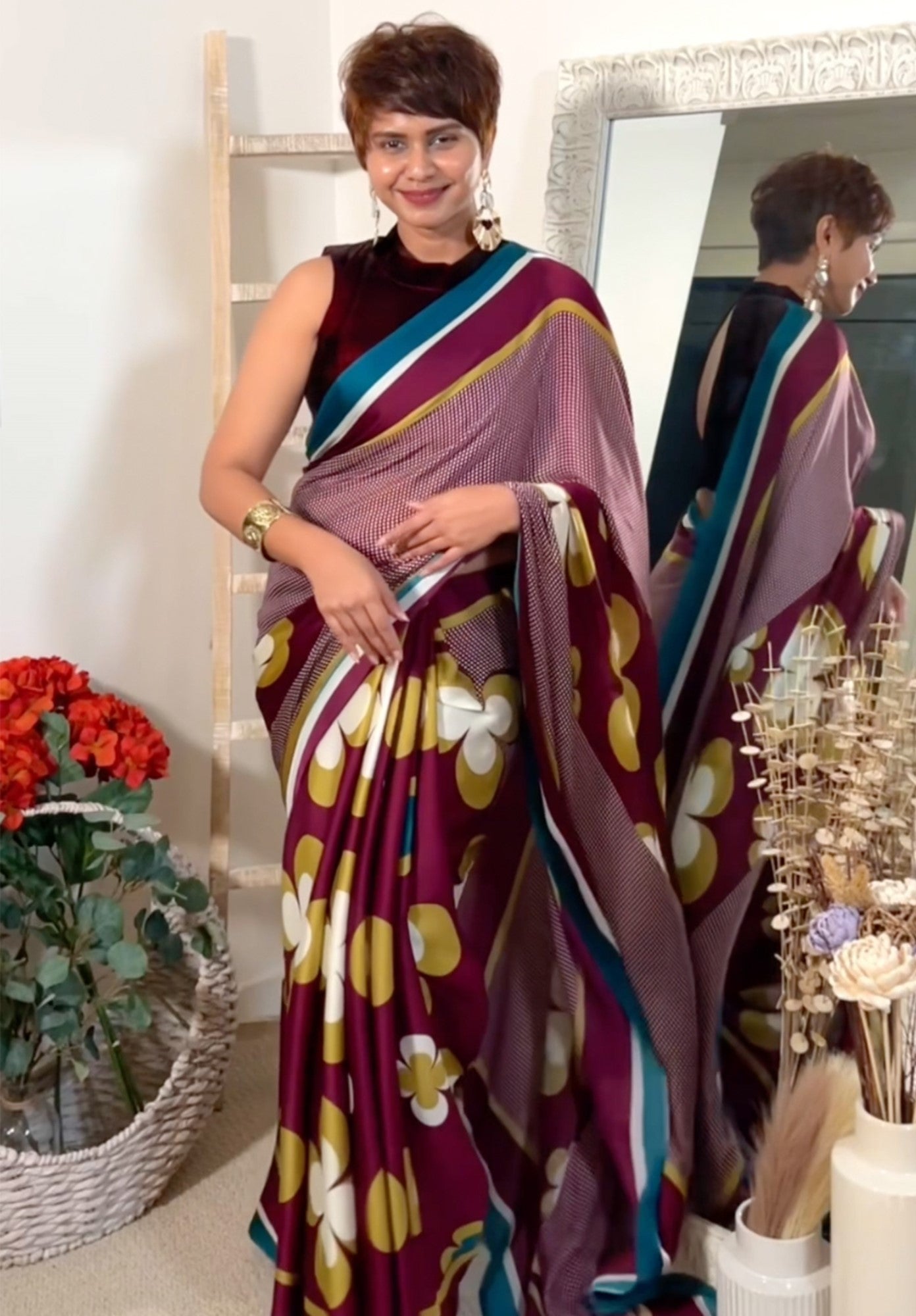 Retro Fusion Satin Georgette Saree