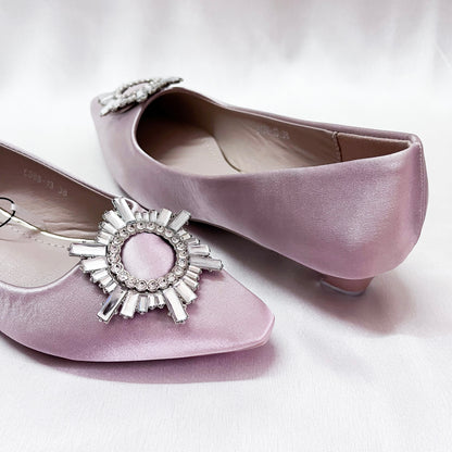 Lilac Satin Ballerinas