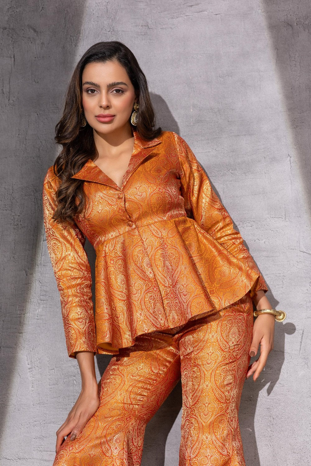 Peplum Top With Flared Pants