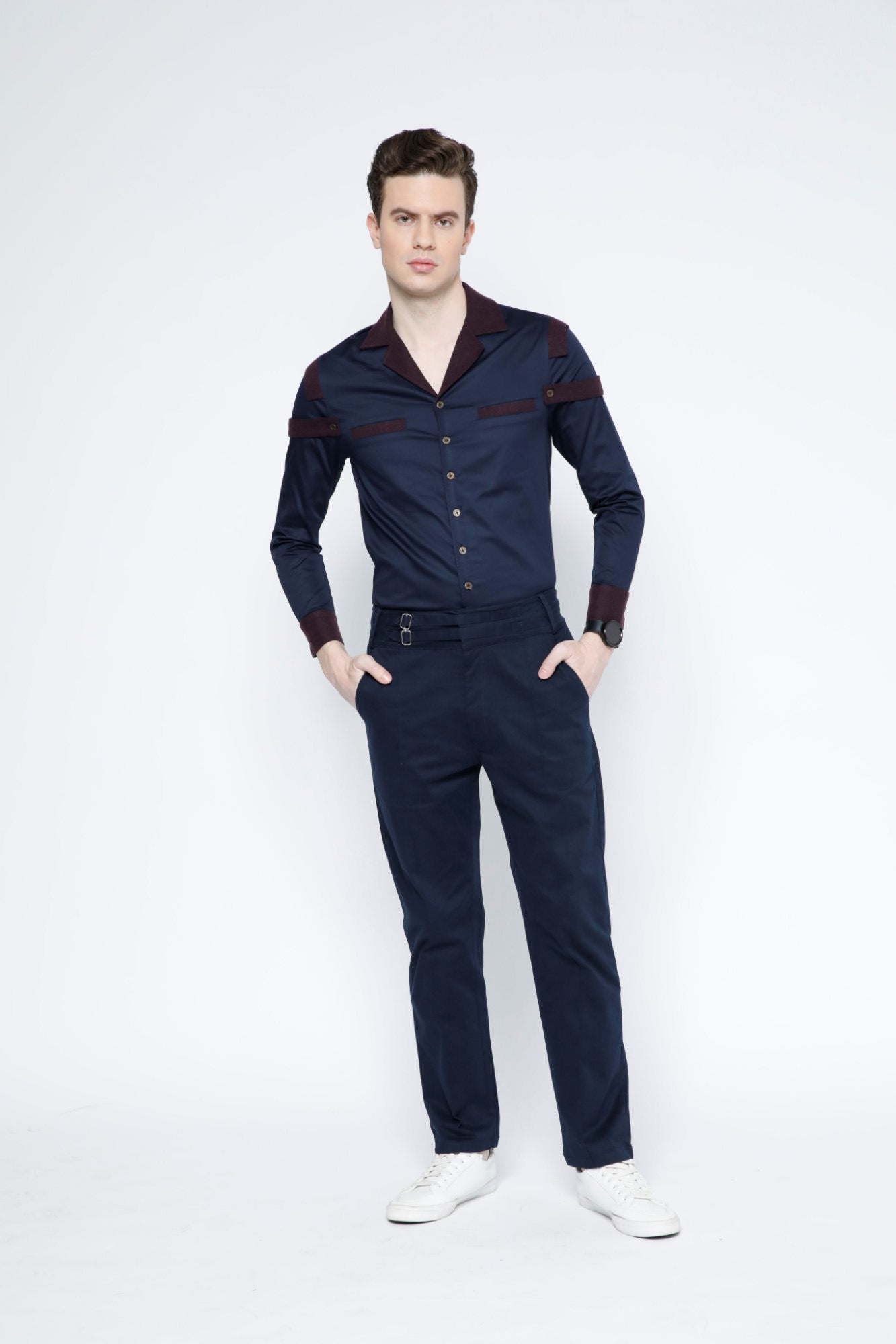 Double Belted Loop Straight-Leg Trouser