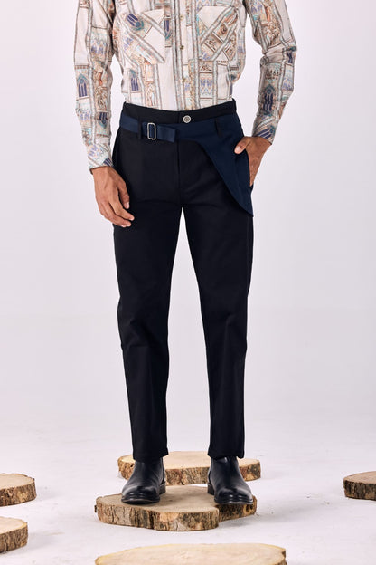 Contrast Trim Straight-leg Trousers