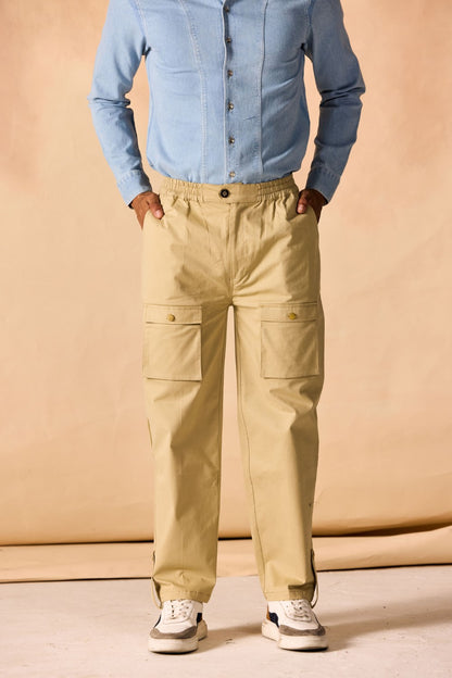 Banded Elastic Waist Cargo Pants