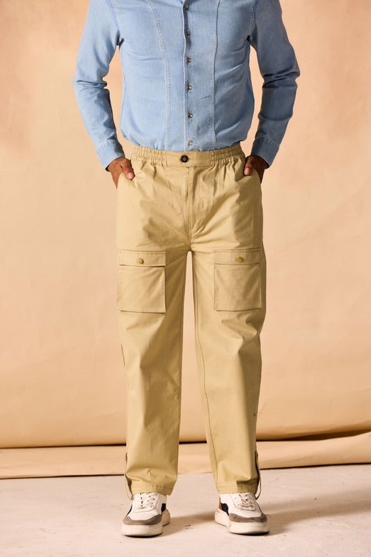 Banded Elastic Waist Cargo Pants