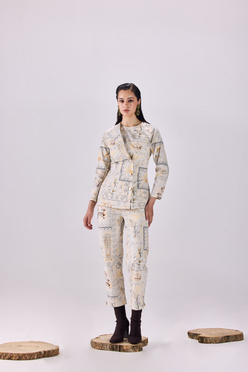 Renaissance King Print Coat and Pant Co-ord Set