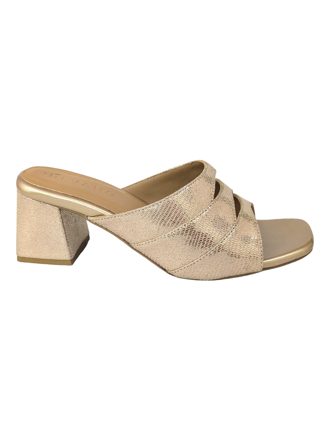 Champagne Gold Cutout Slip-On Block Heels