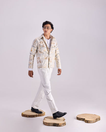 Timeless Button-Up Renaissance King's Life Printed Twill Jacket