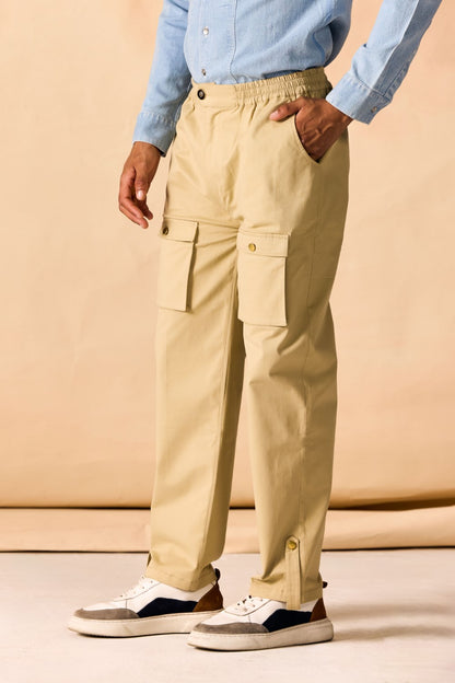 Banded Elastic Waist Cargo Pants