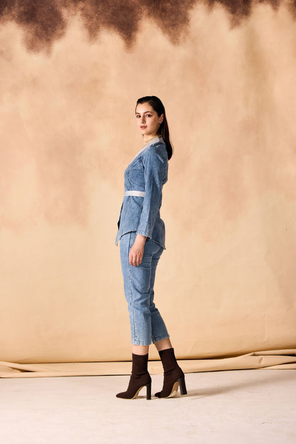 One-Button Overlap Jacket & Pants