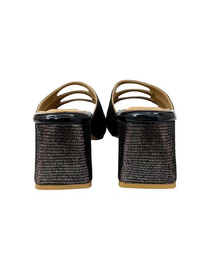 Black Cutout Slip-On Block Heels
