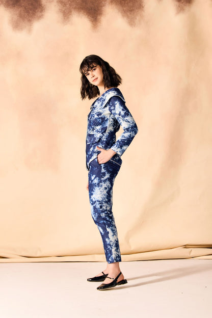 Tie and Dye Chambray Paneled Shirt & Pant Co-ord Set