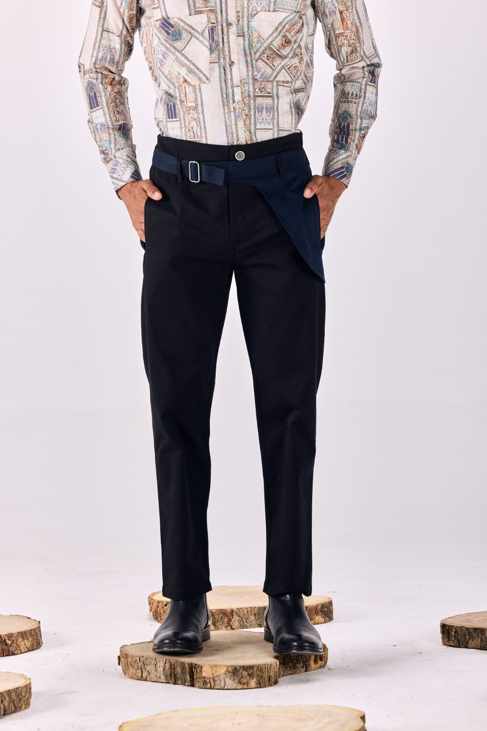 Contrast Trim Straight-leg Trousers