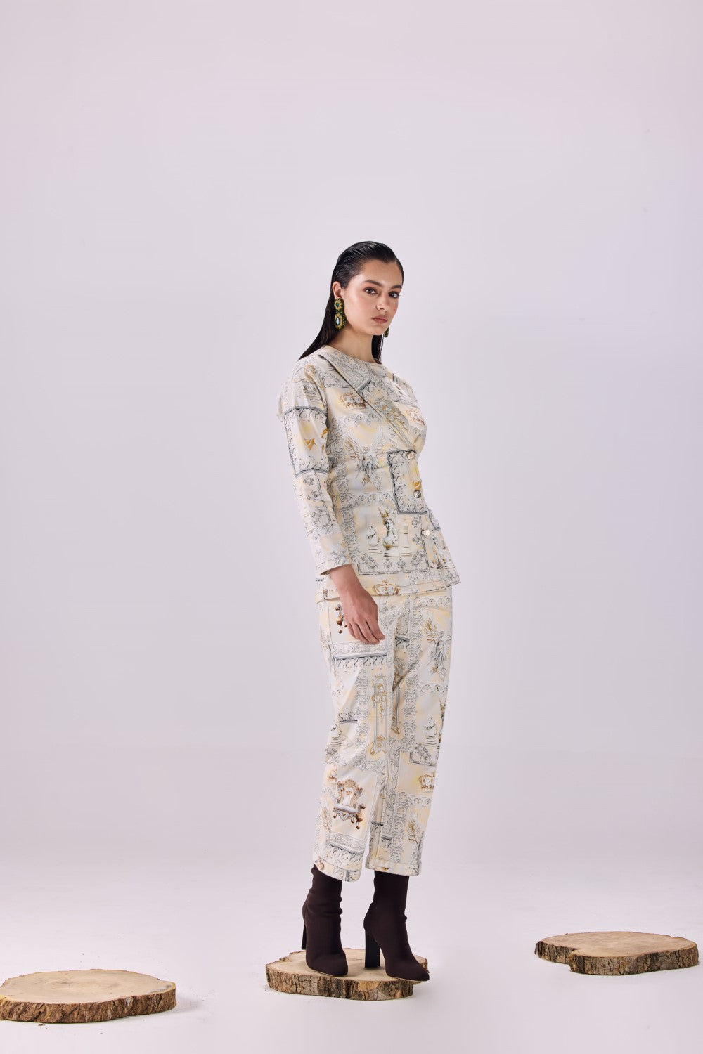Renaissance King Print Coat and Pant Co-ord Set