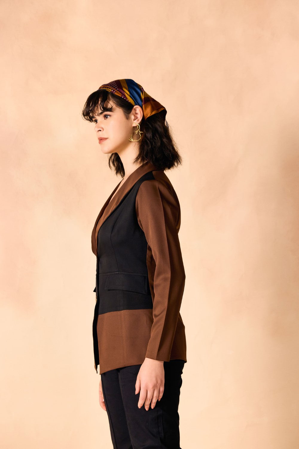 Colorblock Two-Button Blazer Jacket