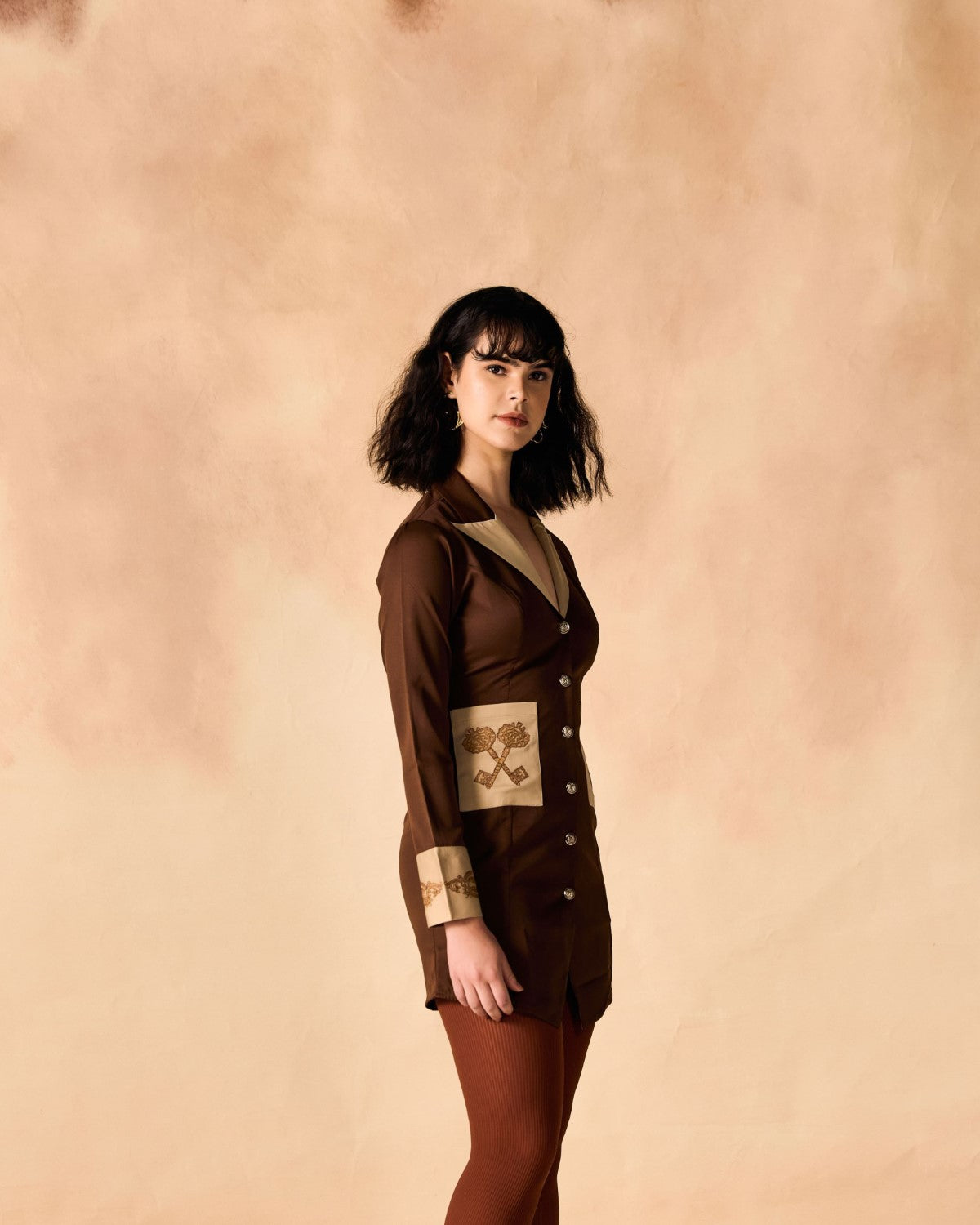 Vintage Embroidered Banana Crepe Shirtdress