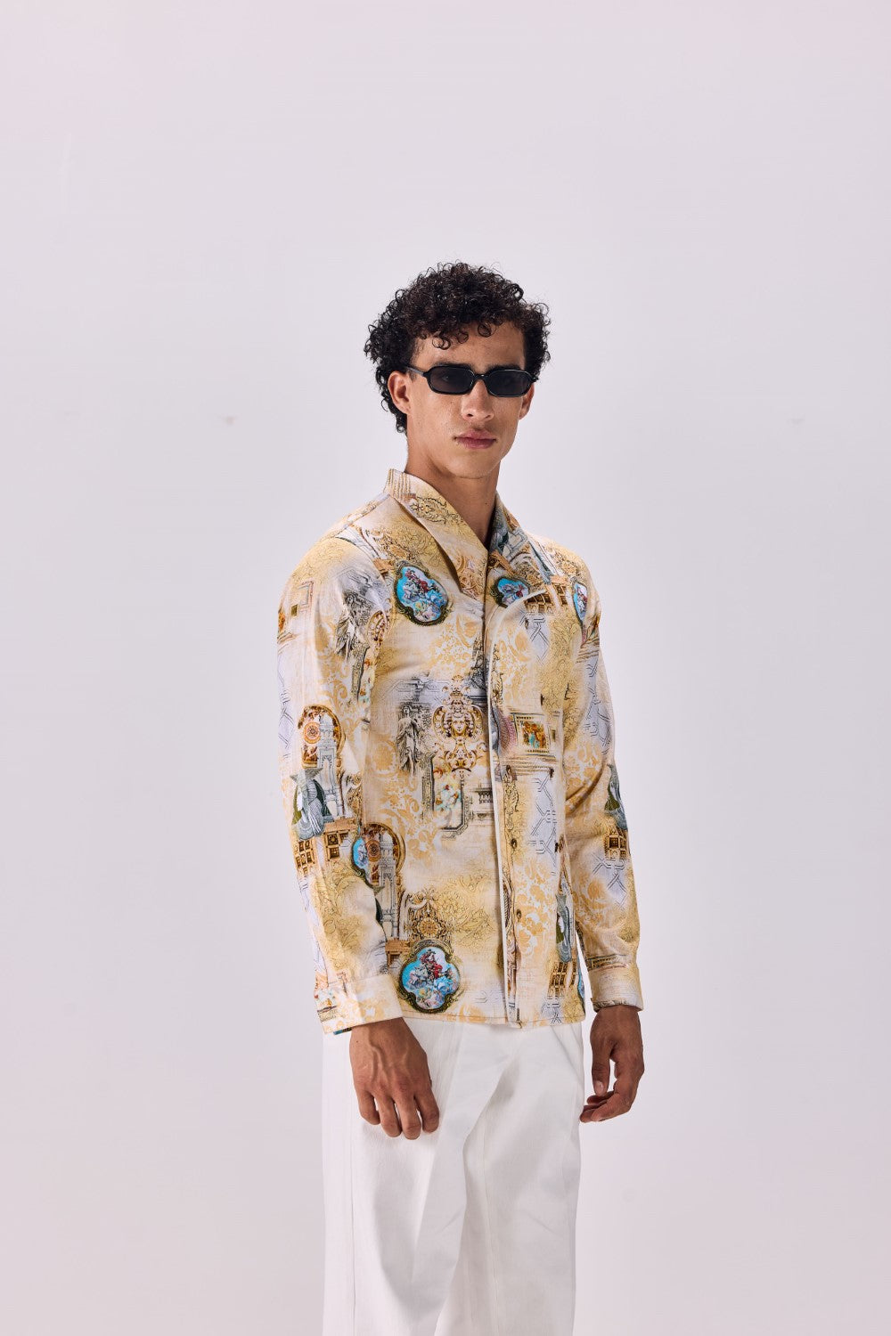 Vintage Oversized Collar Kingdom of Egypt Print Shirt