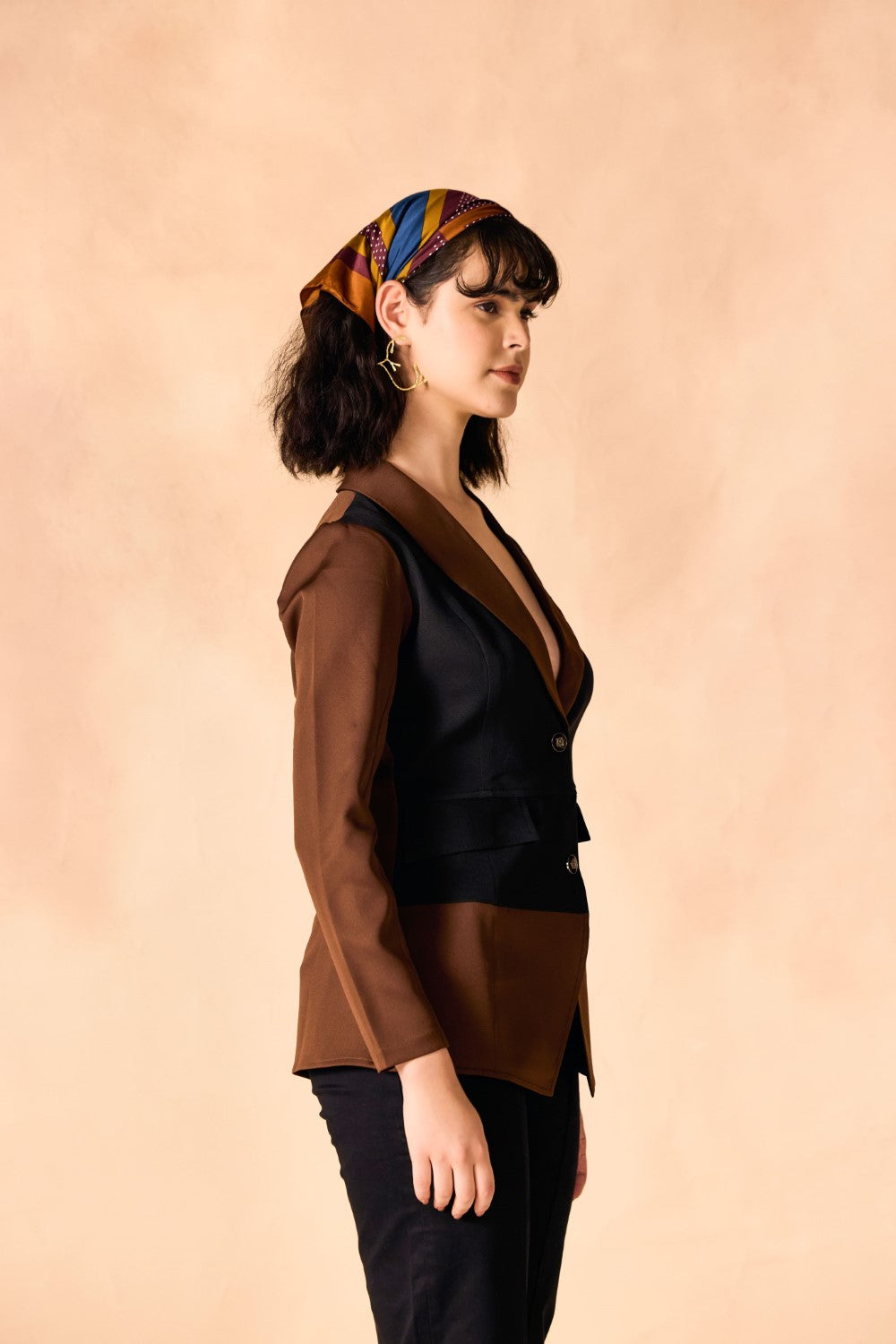 Colorblock Two-Button Blazer Jacket