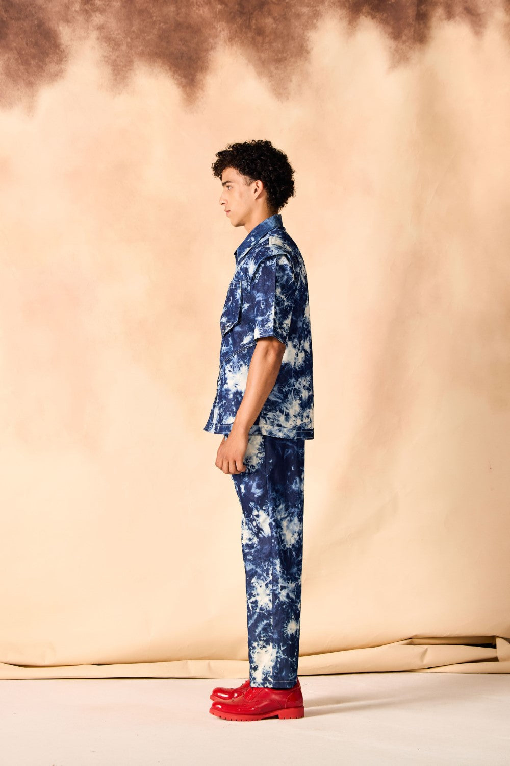Tie and Dye Chambray Paneled Shirt & Trouser Co-ord Set