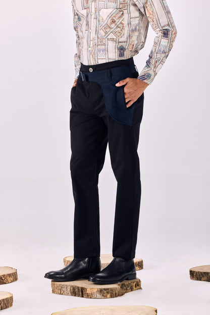 Contrast Trim Straight-leg Trousers