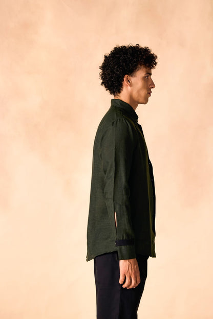 Tab Collar Contrast Trim Shirt