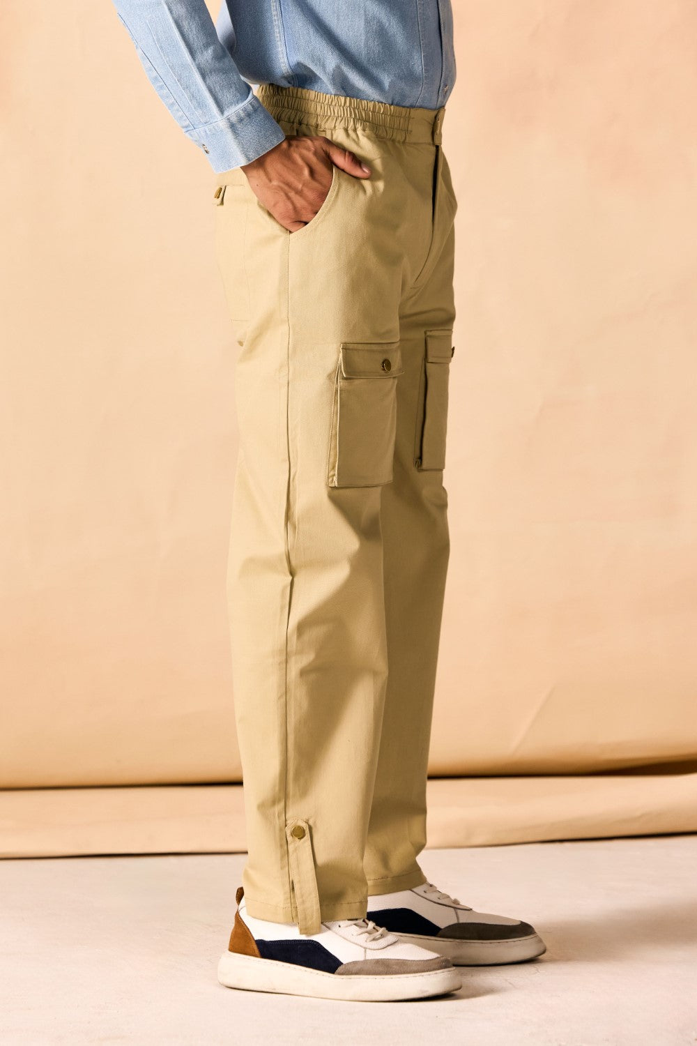Banded Elastic Waist Cargo Pants